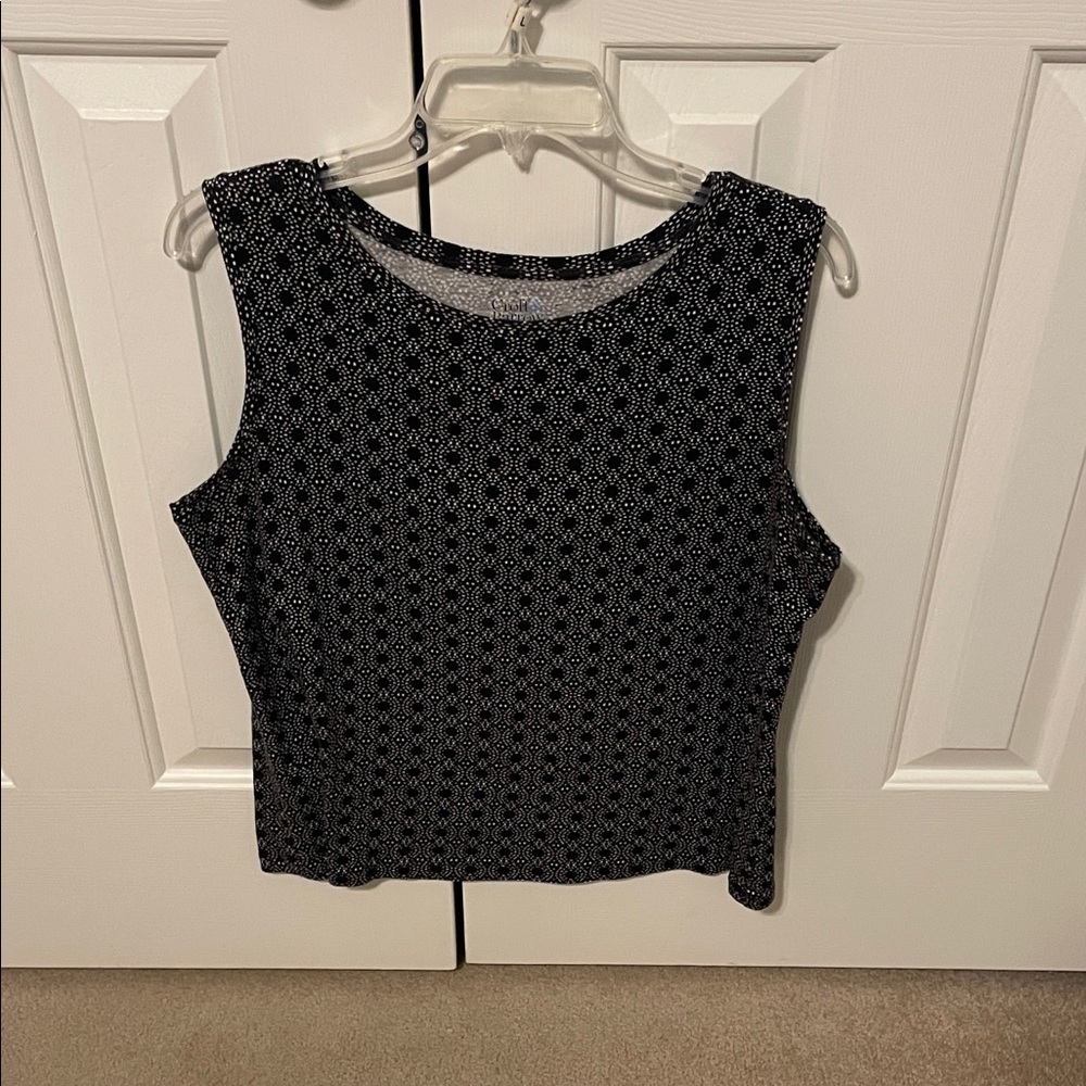 Croft & Barrow Women's Black/White Patterned Top Large (Like New)